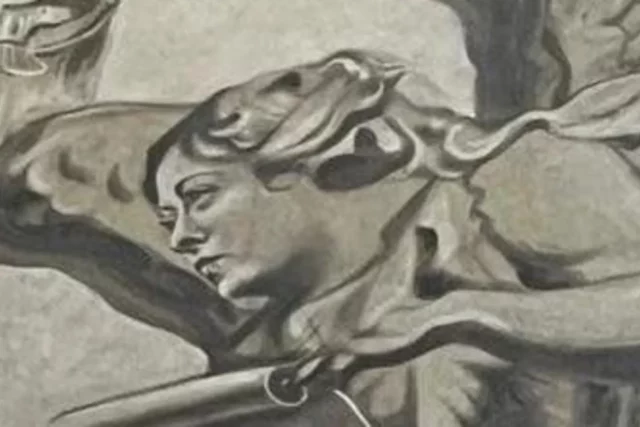 angelo con le sembianze di Meloni nella chiesa di San Lorenzo in Lucina