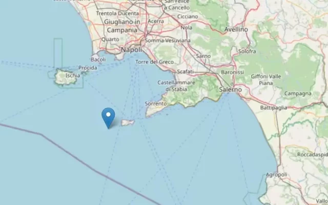 Mappa terremoto Golfo di Napoli vicino Capri