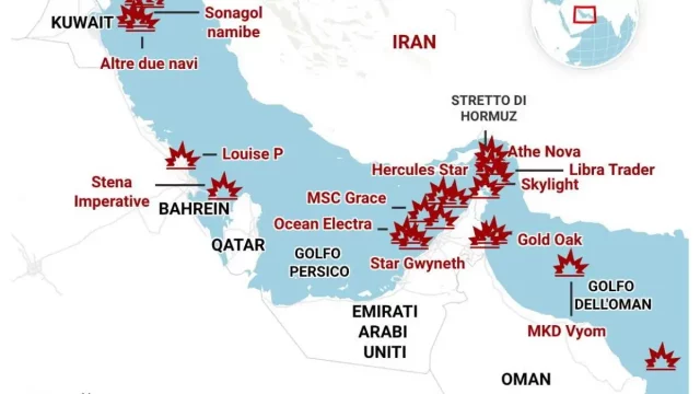 stretto di Hormuz mappa traffico petroliere