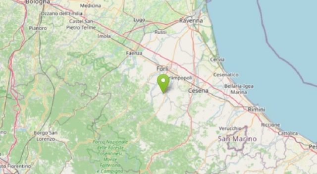 terremoto Forlì epicentro Meldola mappa Ingv