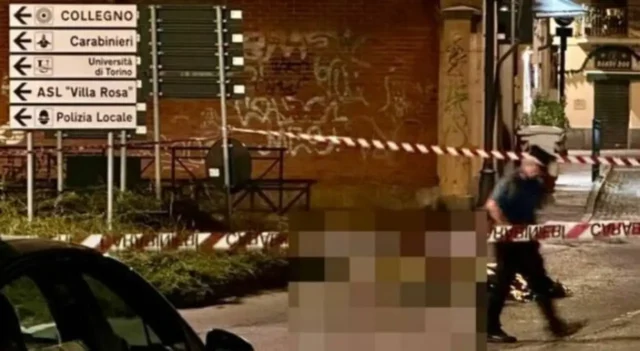 Carabinieri sul luogo dell'omicidio di Antonio Greco a Collegno