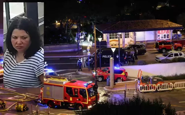 Luogo dell'attentato di Monaco con il volto della sospettata Anastasiia Berezovska (Foto Ansa)