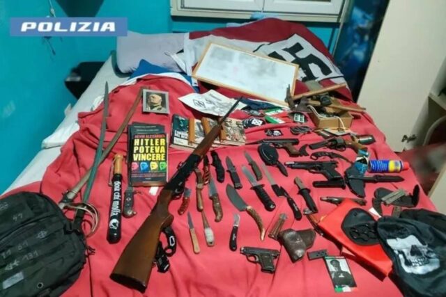 Foto Pavese Arrestato19enne nel Pavese perchè in possesso di armi da fuoco e materiale neonaziosta